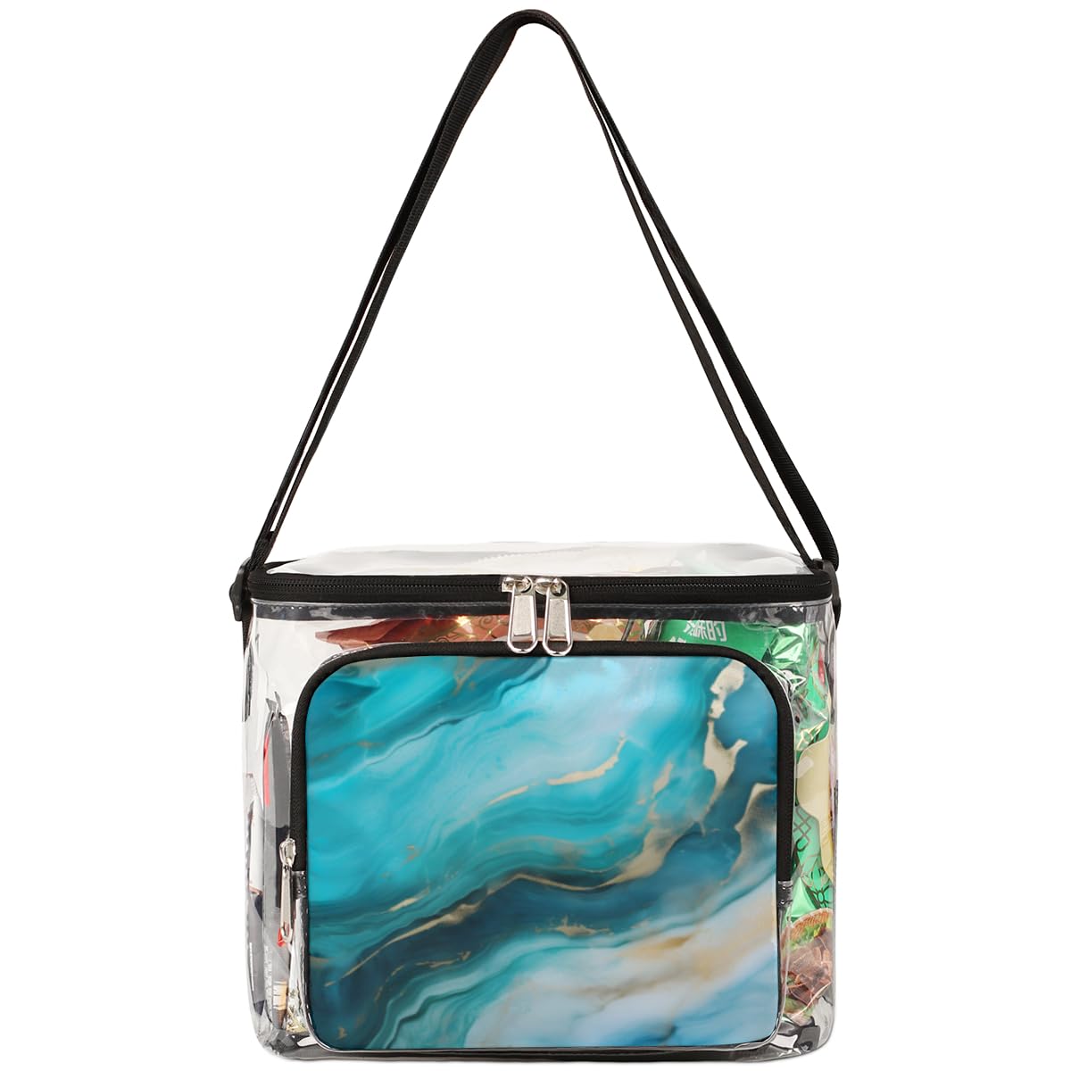 GzLeyigou Marble Pattern Clear Tote Bag with Handles - Liquid Texture Transparent Crossbody Shoulder Bag for Women - Perfect for Lunch, Outdoor Travel, Picnic, Concerts & Sports Events (Stadium Approved) - Multi-Use Fashion Accessory for Shopping, Beach & Daily Commute