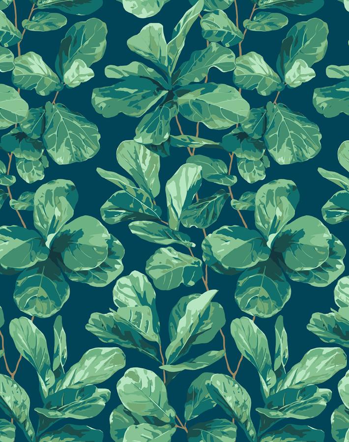 Nathan Turner Indigo Fiddle Leaf Fig Wallpaper - Perfect for Living Room, Bedroom & Nursery Decor