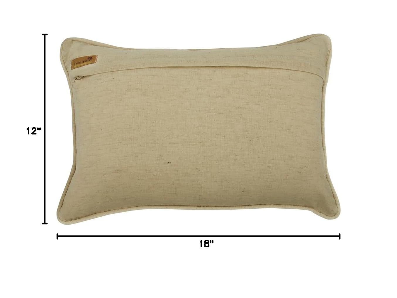 HomeCentric Decorative Beige Lumbar Pillow Throw - 12x18 inch (30x45 cm) Linen Lumbar Pillow with Metallic Faux Leather Circles & Dots Design - Almost Copper - Perfect for Sofa, Bed, Couch, and Home Decor