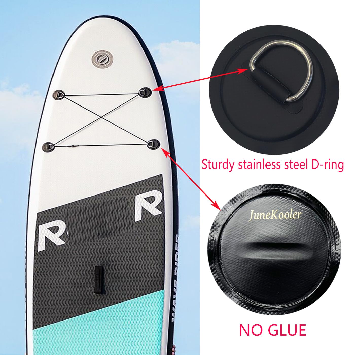 4 Pack Black Stainless Steel D-Rings for PVC Inflatable Boats, Canoes, Rafts, Kayaks, Surfboards & Paddle Boards - Heavy Duty Marine Hardware for Watercraft Repair & Accessories (Perfect for Securing Gear & Reinforcing Seams)