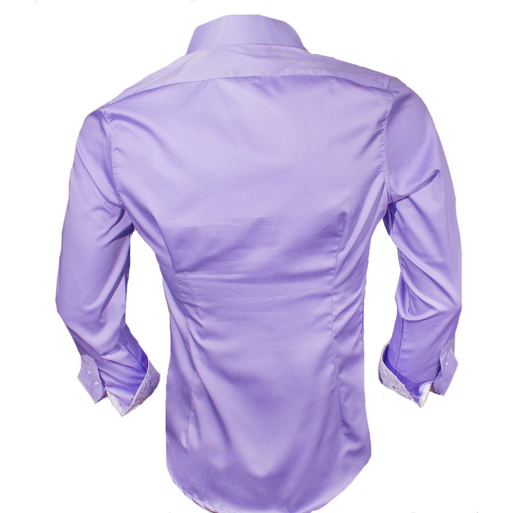 Stylish Light Purple & White Metallic Designer Dress Shirt | Premium Quality Made in USA | Perfect for Business Meetings, Weddings & Formal Events