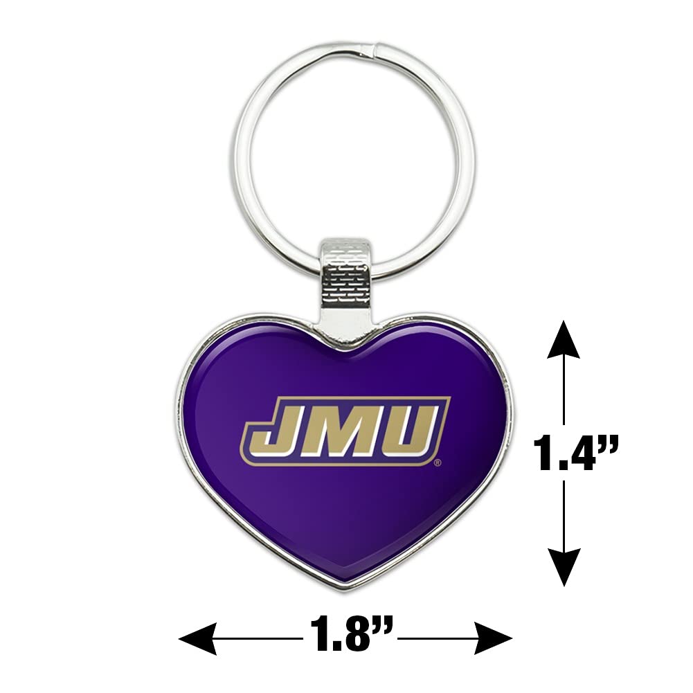 JMU Dukes Logo Heart-Shaped Metal Keychain - Perfect for James Madison University Fans, Gifts & School Spirit Accessories - Ideal for Keys, Backpacks & Gameday Gear