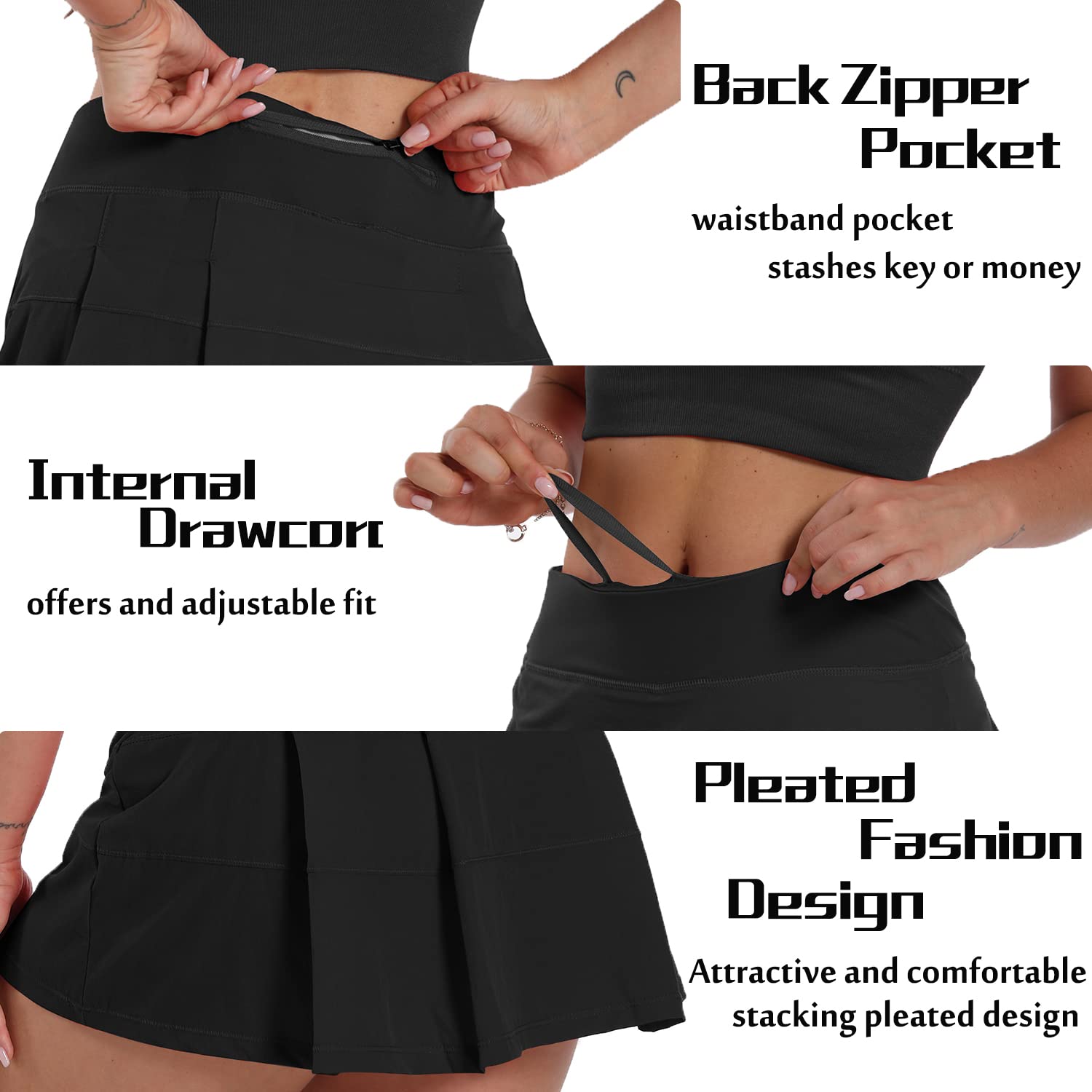 Women's Athletic Pleated Tennis Skirts with Built-in Shorts & Pockets - Breathable Golf Mini Skorts for Running, Workout, Casual Wear & Active Lifestyle | Perfect for Tennis, Gym, Yoga & Outdoor Sports