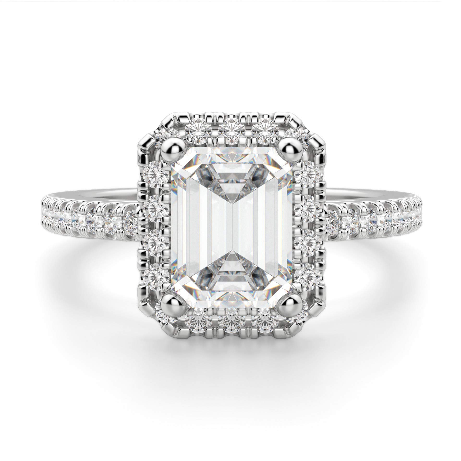 3 CT Emerald Cut Moissanite Engagement Ring Wedding Bridal Set, Diamond Anniversary Solitaire Ring with Halo Setting, Vintage Antique Silver Promise Ring for Women - Perfect for Proposals, Weddings, Anniversaries & Special Occasions