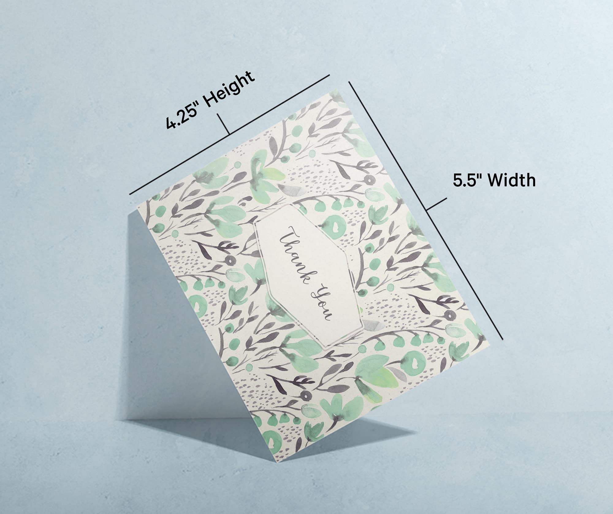 Eco-Friendly Floral Thank You Cards Set of 12 with Envelopes - 5.5