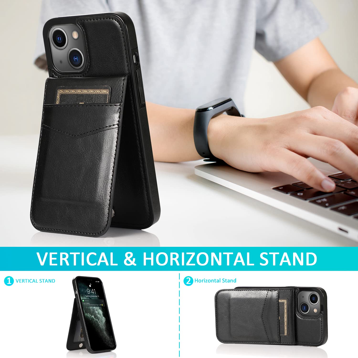 Premium PU Leather Wallet Case for iPhone 13 Pro (6.1