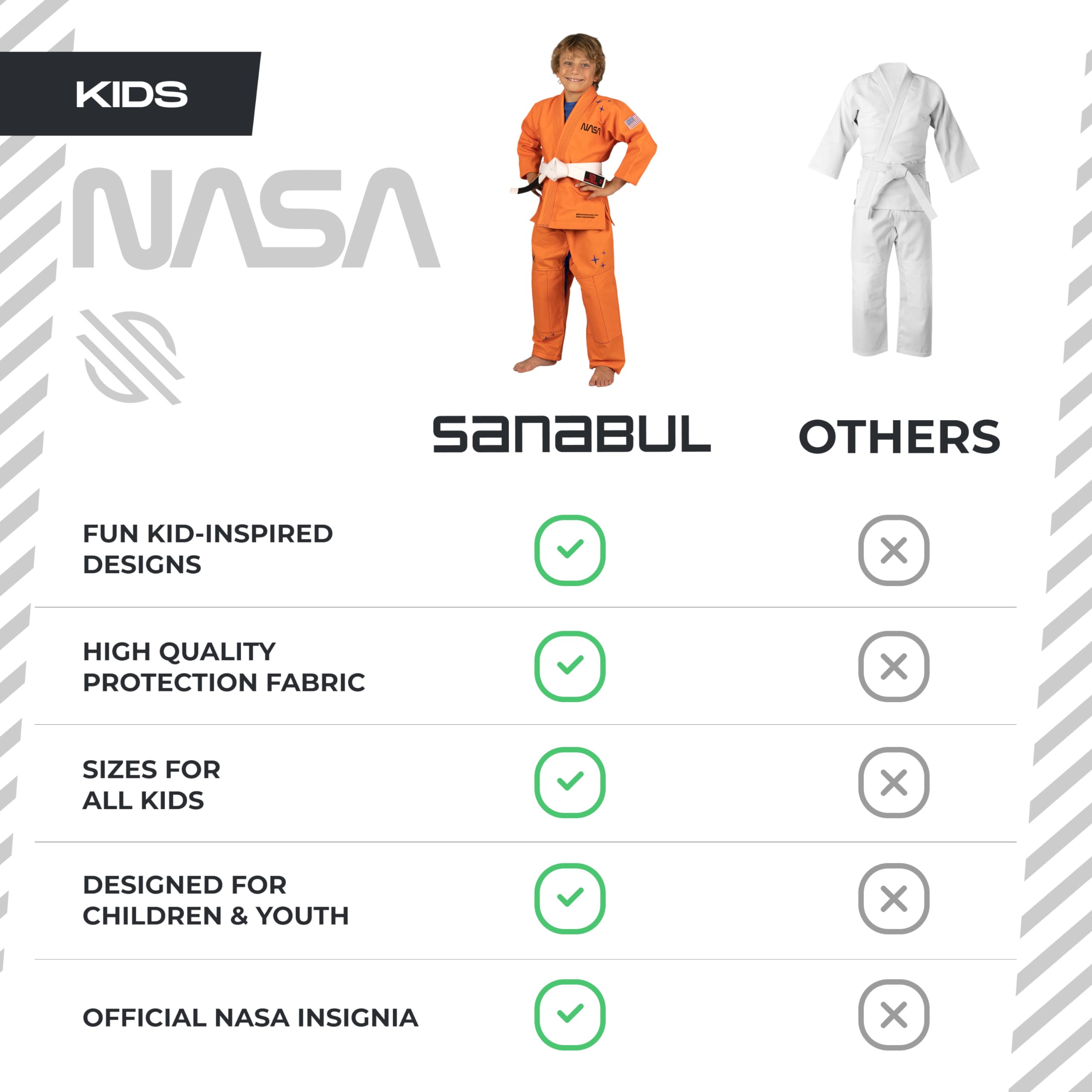 Sanabul NASA Kids BJJ Gi - Lightweight Youth Jiu Jitsu Uniform with Cosmic Design | Perfect for Training, Competitions & Martial Arts Classes