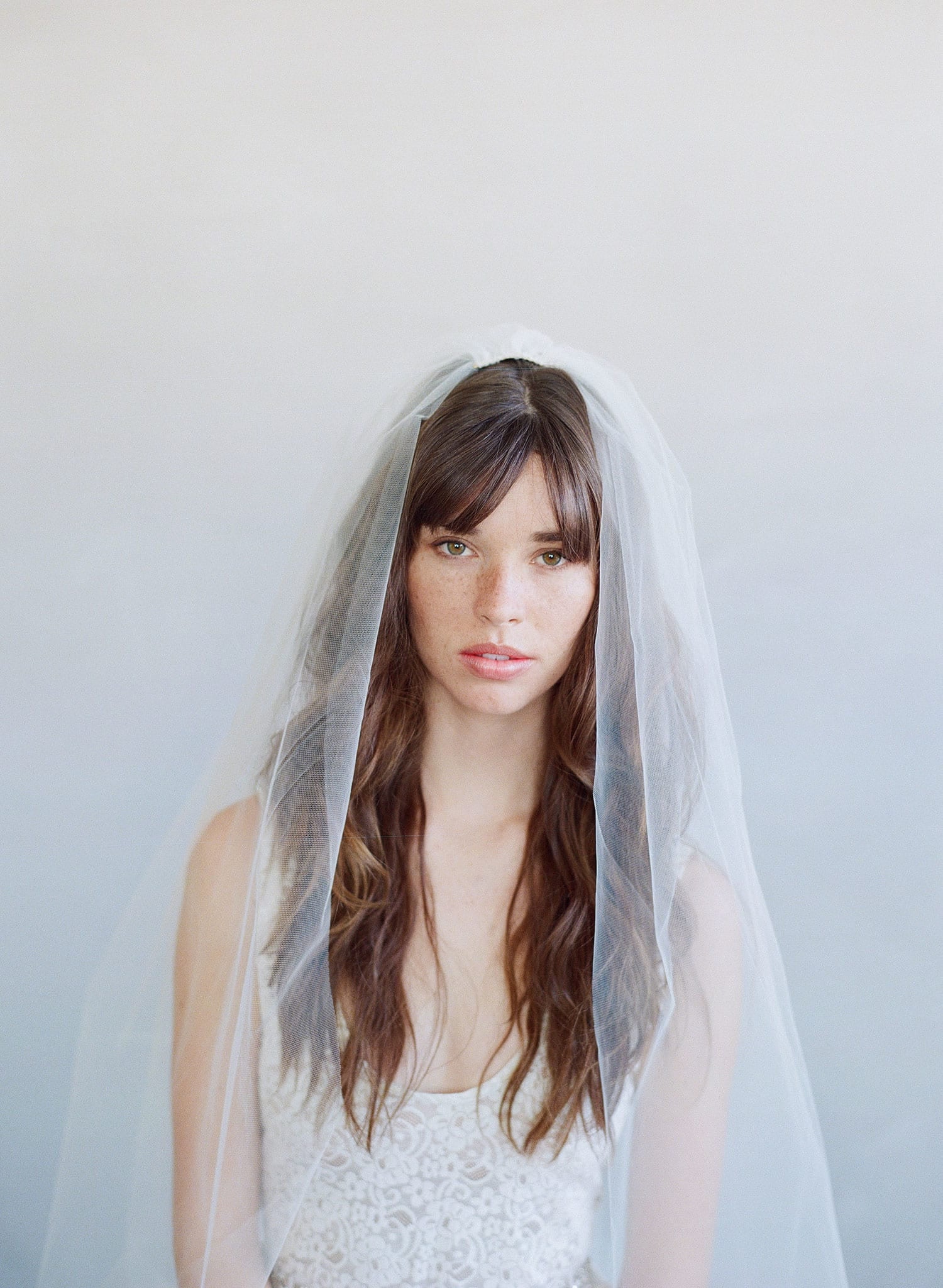 2-Piece Simple Gathered Wedding Veil - Style #786 | Elegant Bridal Accessory for Church Ceremony & Photo Shoots