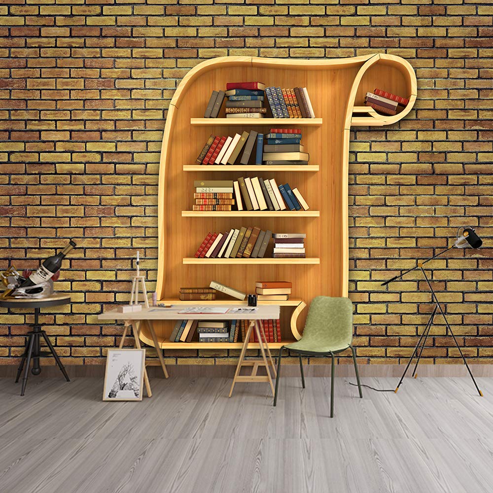 Modern Bookshelf Pattern Peel and Stick Wallpaper - Removable Wall Mural for Bedroom, Living Room, Office - 100x144 Inches - Easy DIY Home Decor Upgrade