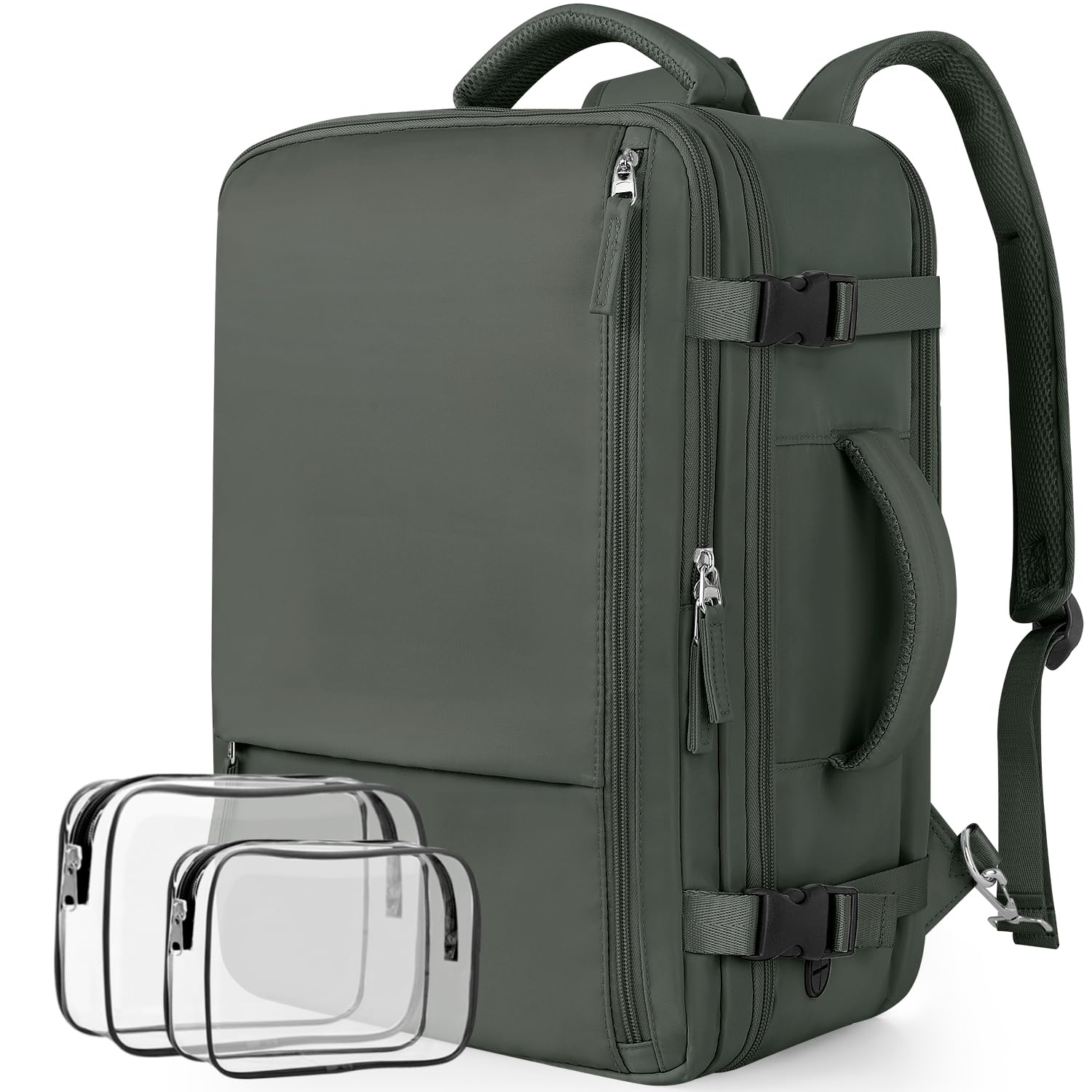 Snoffic Waterproof Travel Backpack for Men & Women - 17.3 Inch Laptop Backpack, Carry-On Approved College Daypack for Business, Hiking & Casual Use - Durable Olive Green Work Backpack for Commuting & Outdoor Adventures