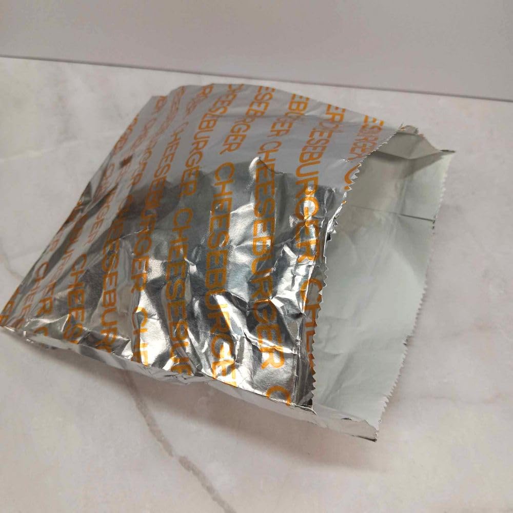 Large Foil Cheeseburger Sandwich Bags - Grease Resistant & Heat Retention - 25 Count - Perfect for Picnics, BBQs & Fast Food Packaging