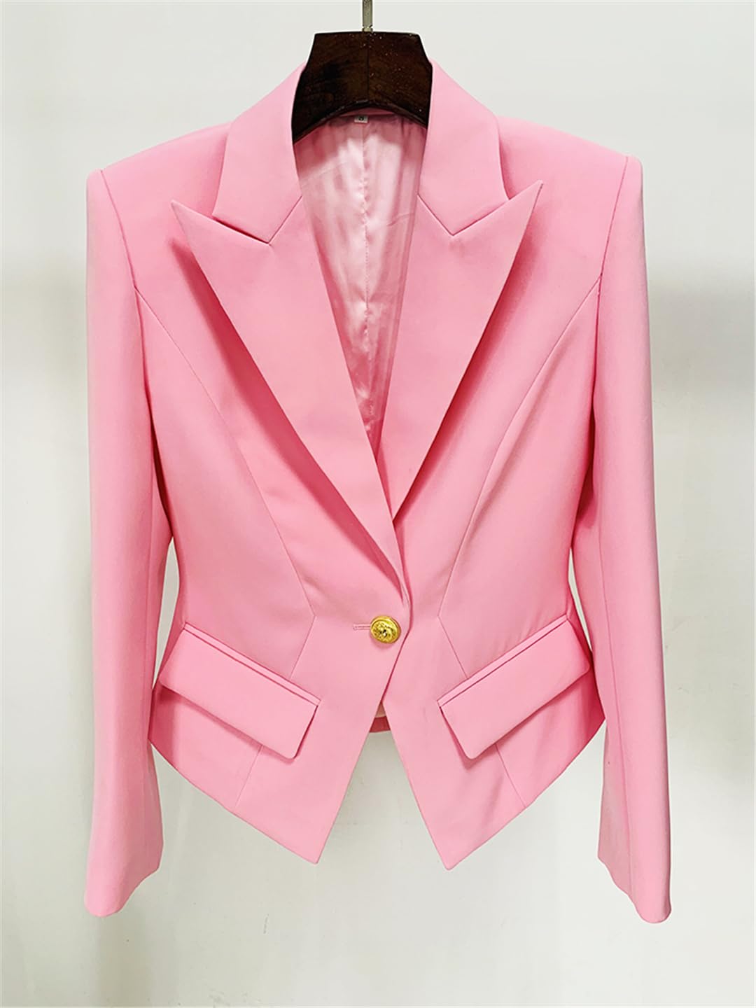 Women's Slim Fit Single Button Blazer Jacket - Solid Color Notched Lapel Formal Wear for Office, Business Meetings & Special Events