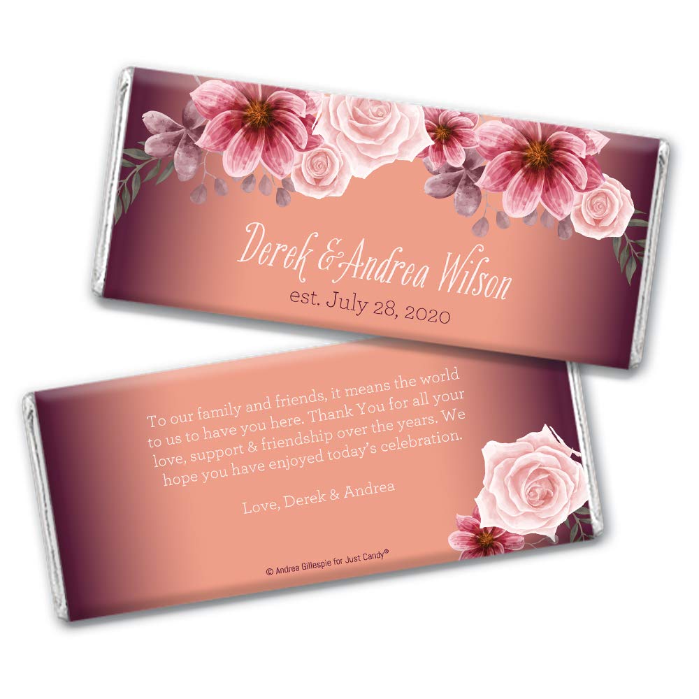 Personalized Chocolate Bars for Weddings - Rustic Wedding Favors (36 Pack) - Custom Bridal Shower Candy Gifts for Guests - Perfect for Wedding Receptions, Bridal Showers & Anniversary Celebrations
