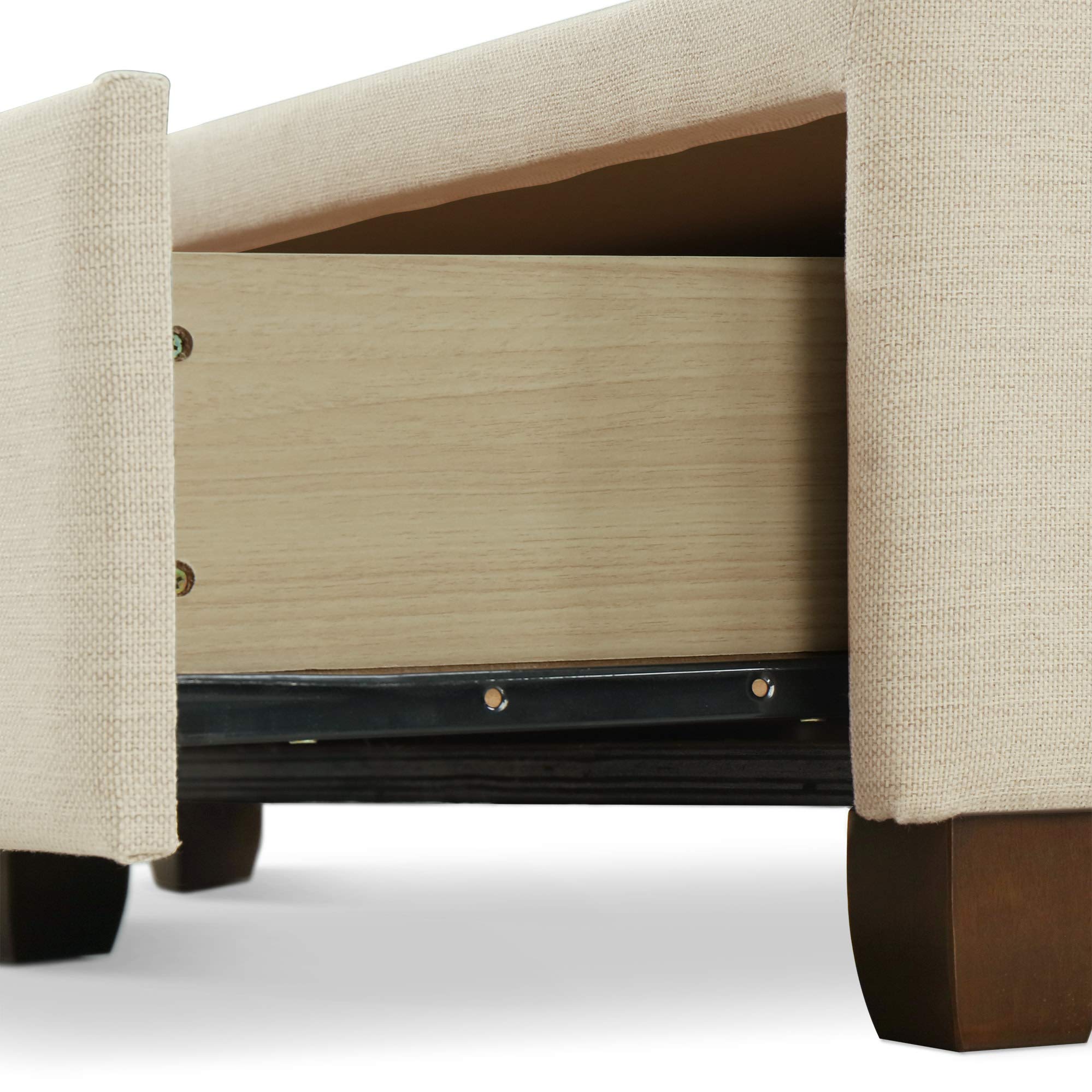 ClickDecor Edmond Queen Size Bed Frame with Storage - Modern Adjustable Height Headboard & Soft Fabric Upholstery in Beige | Perfect for Small Bedrooms & Guest Rooms with Storage Needs