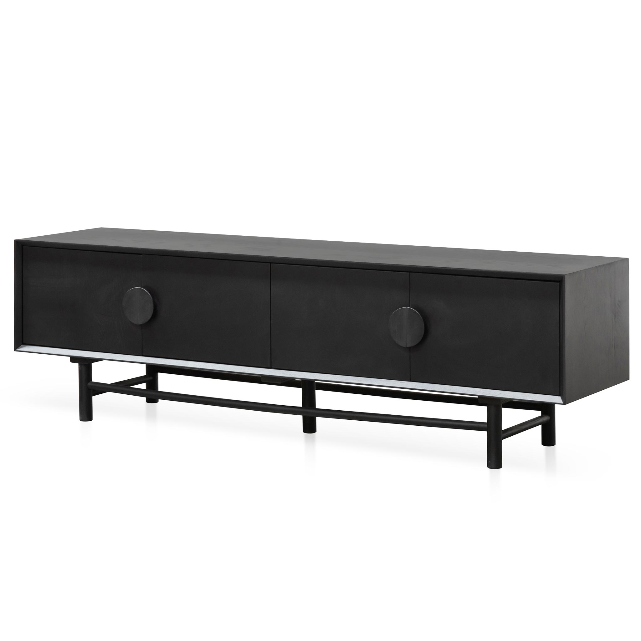 1.8m Black Wooden TV Stand Entertainment Center - Modern TV Console for Living Room, Bedroom & Home Theater Setup