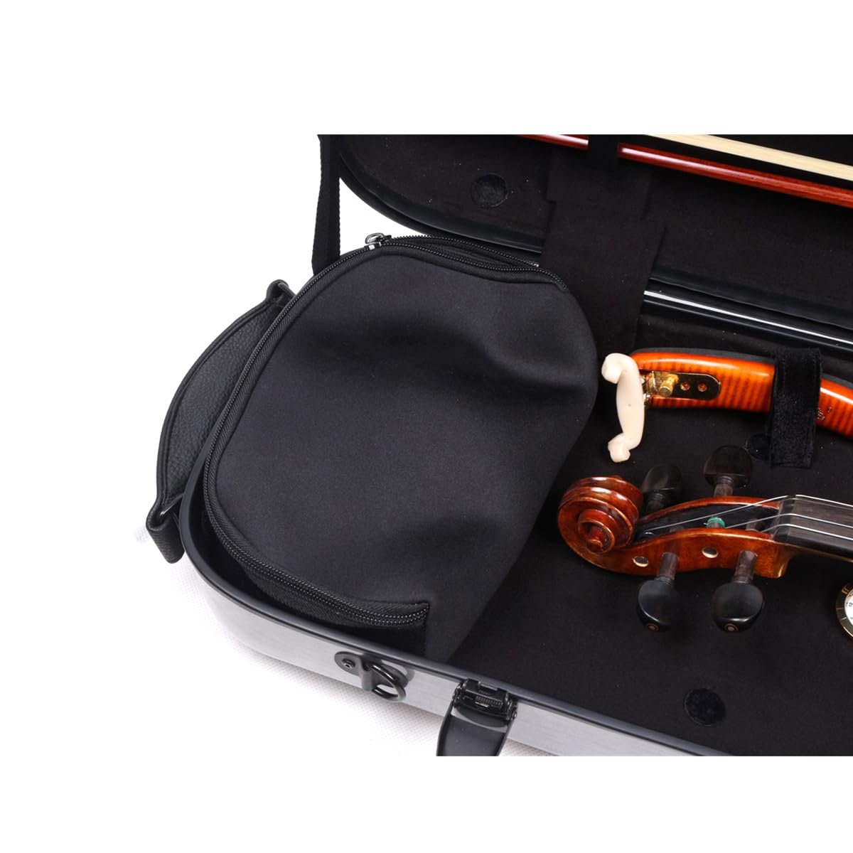 Premium 4/4 Full Size Carbon Fiber Violin Case - Lightweight Hard Shell Travel Case with Shoulder Strap, Music Sheet Pocket & Security Lock (2.1kg, Silver Gray) - Perfect for Professional Musicians, Travel & Performance Protection