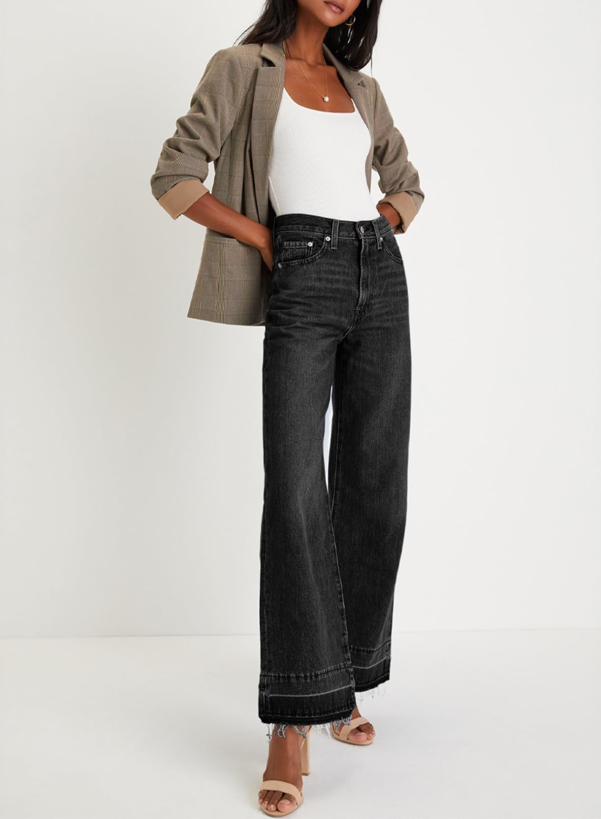 Stylish Women's High Waisted Wide Leg Jeans - Trendy Straight Denim Pants for Casual & Office Wear | Comfortable Stretch Zimbaplatinum Jeans for Everyday Outfits