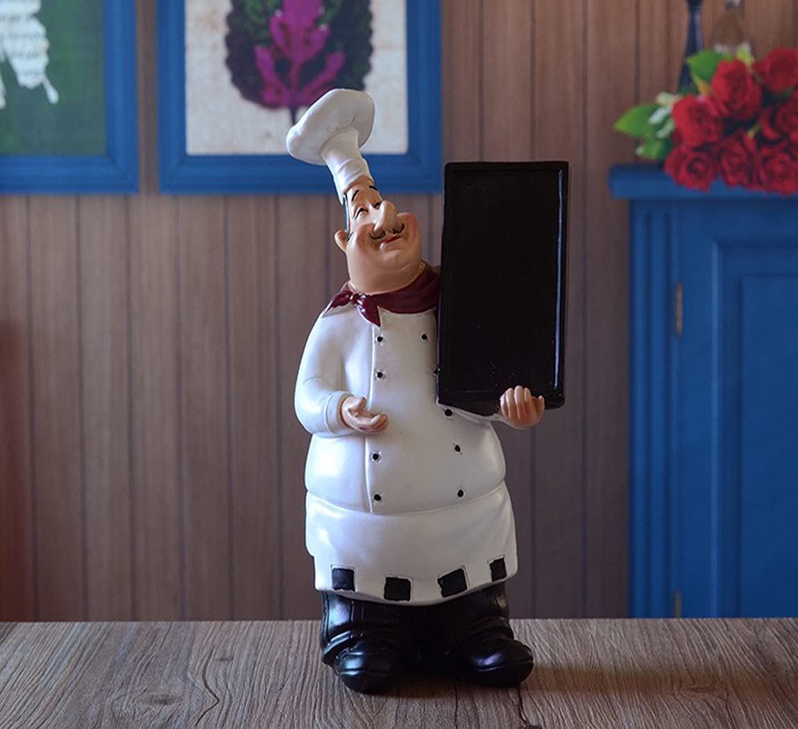 DeRu Resin Chef Sculpture - Handcrafted Kitchen Decor Figurine for Restaurant, Home, Cafe & Bar Display | Perfect for Countertop, Shelf & Tabletop Decoration (Style C)