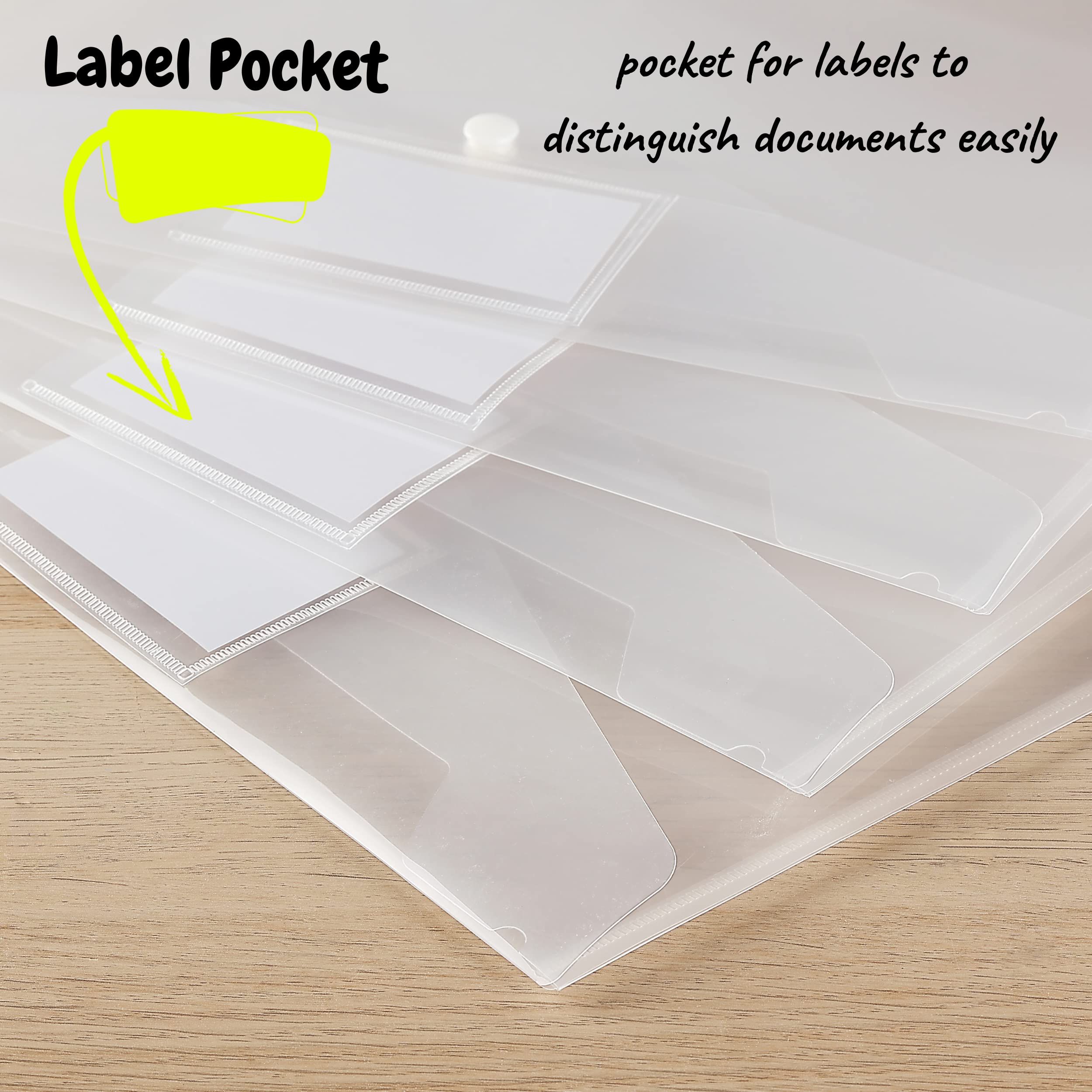 Mr. Pen Clear Plastic Envelopes - 4 Pack A4 Letter Size Snap Closure Poly Envelopes | Waterproof Document Holders for School, Office & Mailing | Folders for Papers, Photos & Important Documents