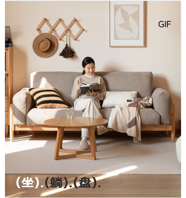 Solid Oak Wood Sofa - Modern High Back Design for Living Room, Lounge & Office - Durable & Stylish Furniture for Home Decor