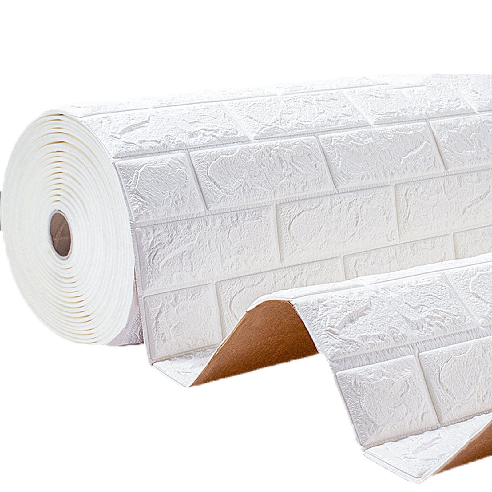 3D Foam Self-Adhesive Wallpaper Rolls - White Brick Pattern Peel and Stick Wall Stickers - Soundproof & Moisture-Proof Wall Panels for Kitchen, Living Room, Bedroom Decor (2000cm x 45cm, White) - Perfect for Home Renovation, Apartment Makeover & DIY Wall Decor Projects