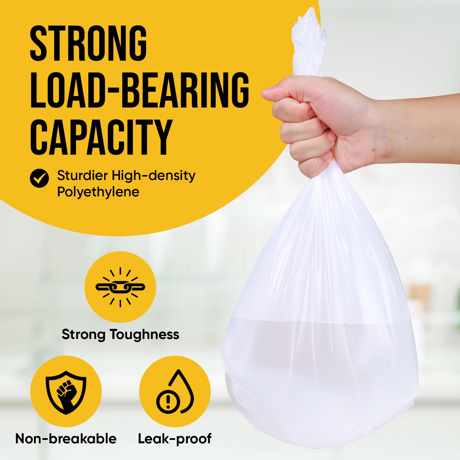 4 Gallon Small Trash Bags - 100 Count Thickened & Strong Trash Can Liners for Bathroom, Kitchen, Office | Unscented White Garbage Bags for Small Waste Bins & Compact Spaces