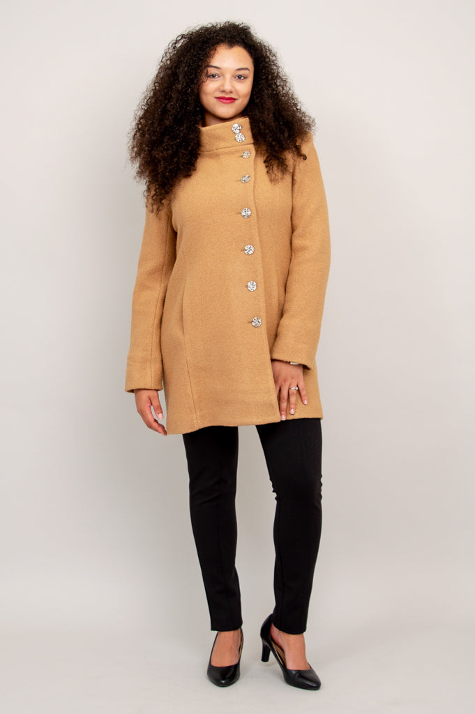 Premium Beige Wool Keston Coat for Women - Warm Winter Overcoat, Elegant Outerwear for Office, Dating & Casual Outings