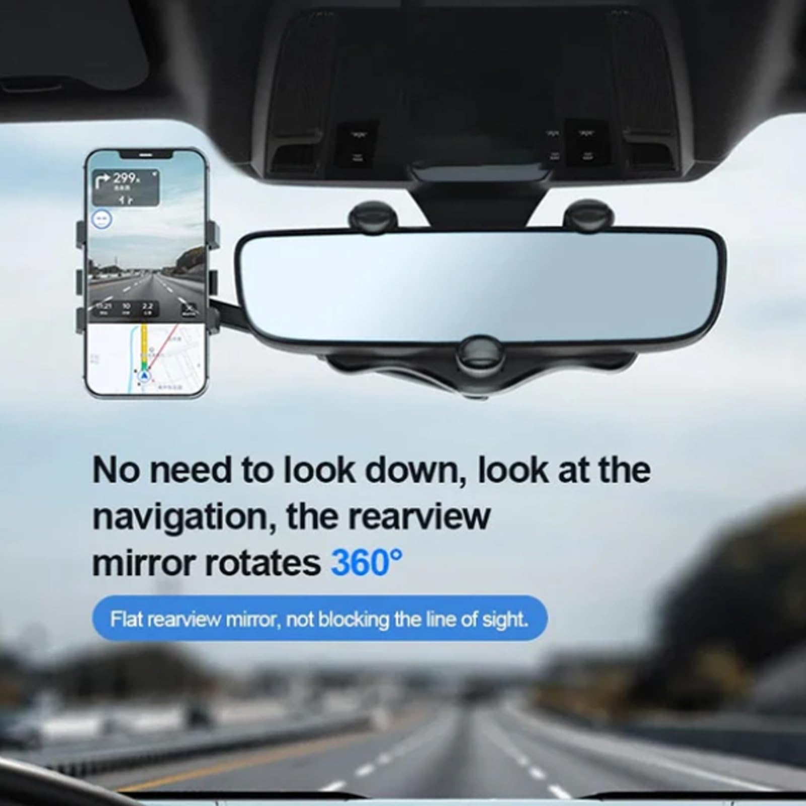 Xjrwac Ailsion 360° Rotatable Car Phone Mount - Universal Anti-Shake Phone Holder for iPhone, Samsung & GPS Devices - Black (1PC) - Perfect for Hands-Free Navigation & Safe Driving