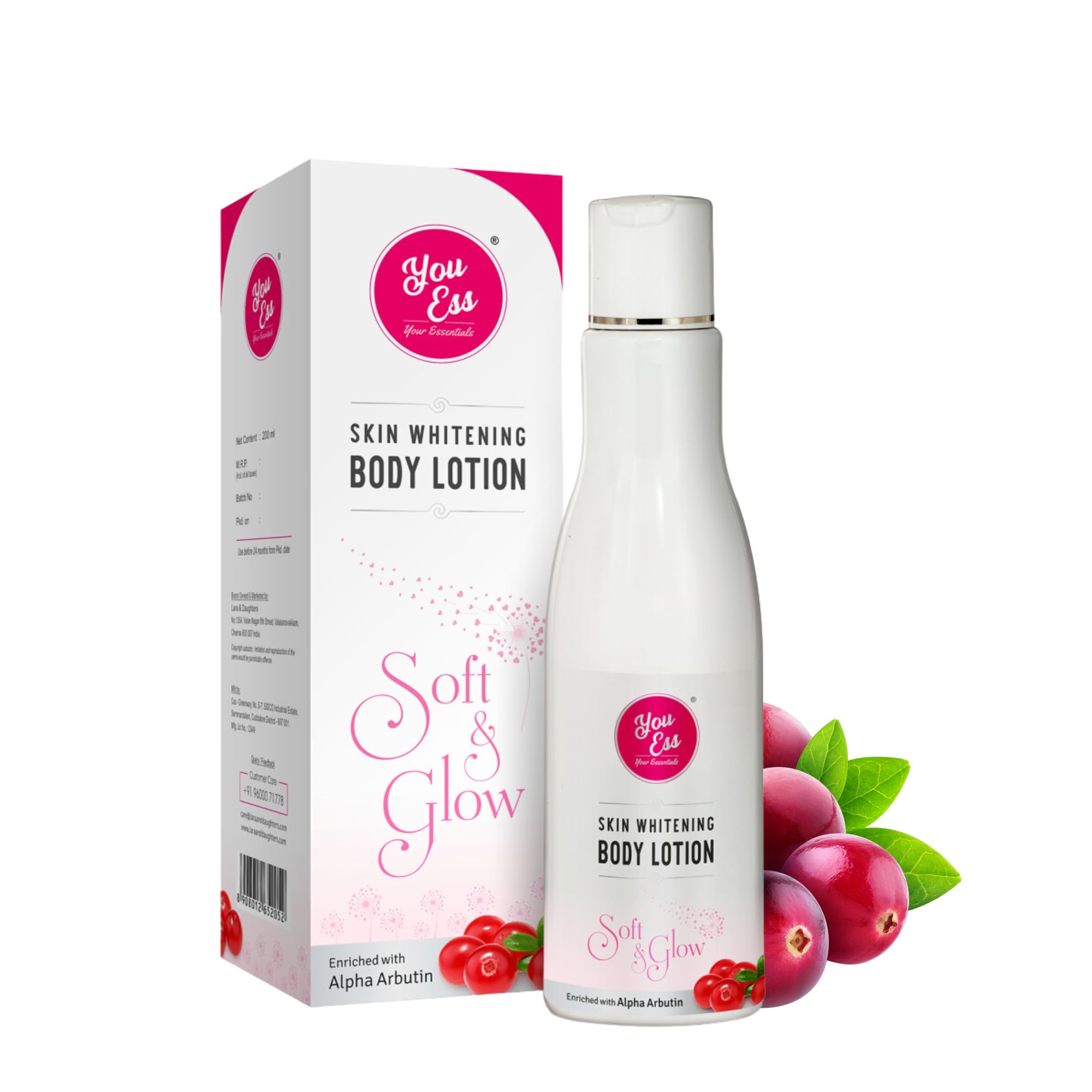 YouEss Brightening Body Lotion with Fruit Extract - Dark Spot Corrector for All Skin Types | 200ml Moisturizer for Uneven Skin Tone | Perfect for Daily Hydration & Night Repair Routine