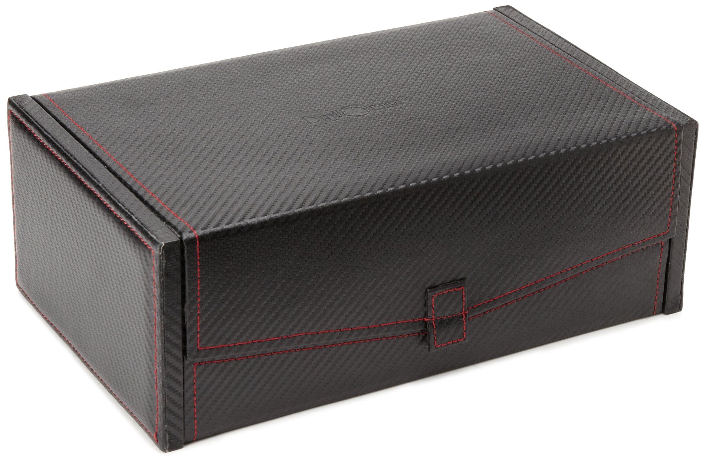 Premium Diplomat 31-444 Carbon Fiber Watch Case - Black Suede Interior with 2 Storage Compartments | Luxury Watch Organizer for Travel, Display & Collection Protection