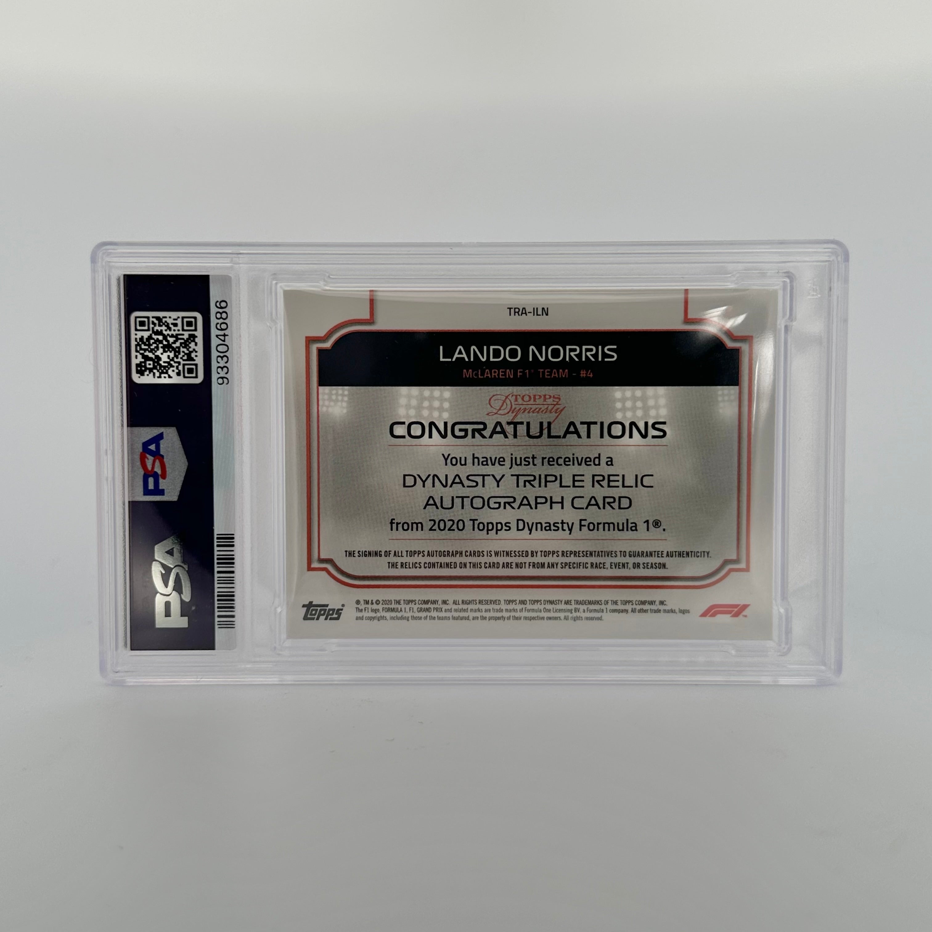 PSA 10/10 & 9/10 Lando Norris 2020 Dynasty #TRA ILN Patch Auto Rookie Card - Perfect for F1 Collectors, Racing Memorabilia Fans, and Sports Card Investors