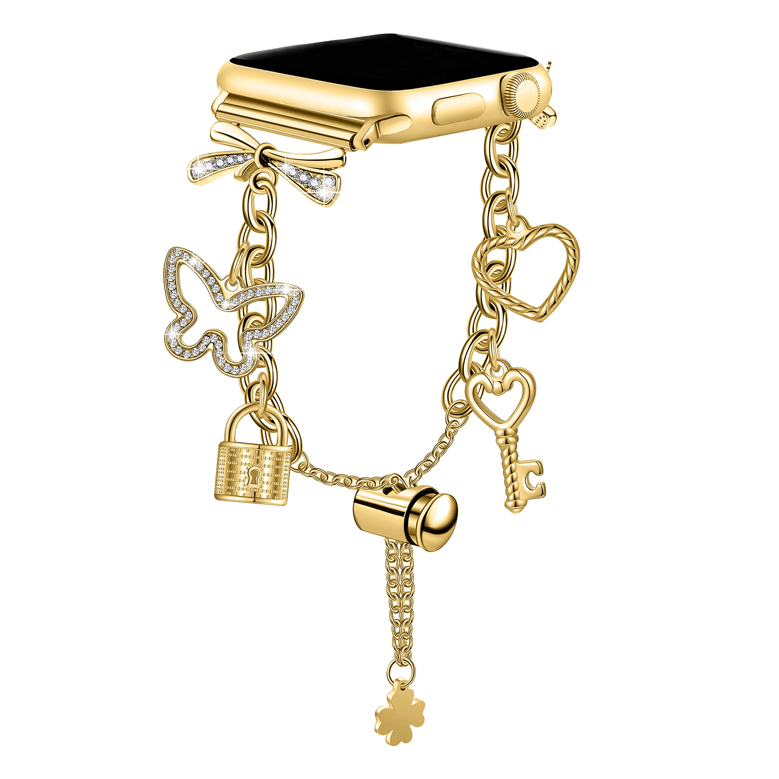 Stylish Bling Metal Bracelet Band for Apple Watch Series SE/7/6/5/4/3/2/1 - Compatible with 38mm/40mm/41mm/42mm/44mm/45mm - Elegant Women's Dressy Jewelry Accessory for Work, Party & Everyday Wear