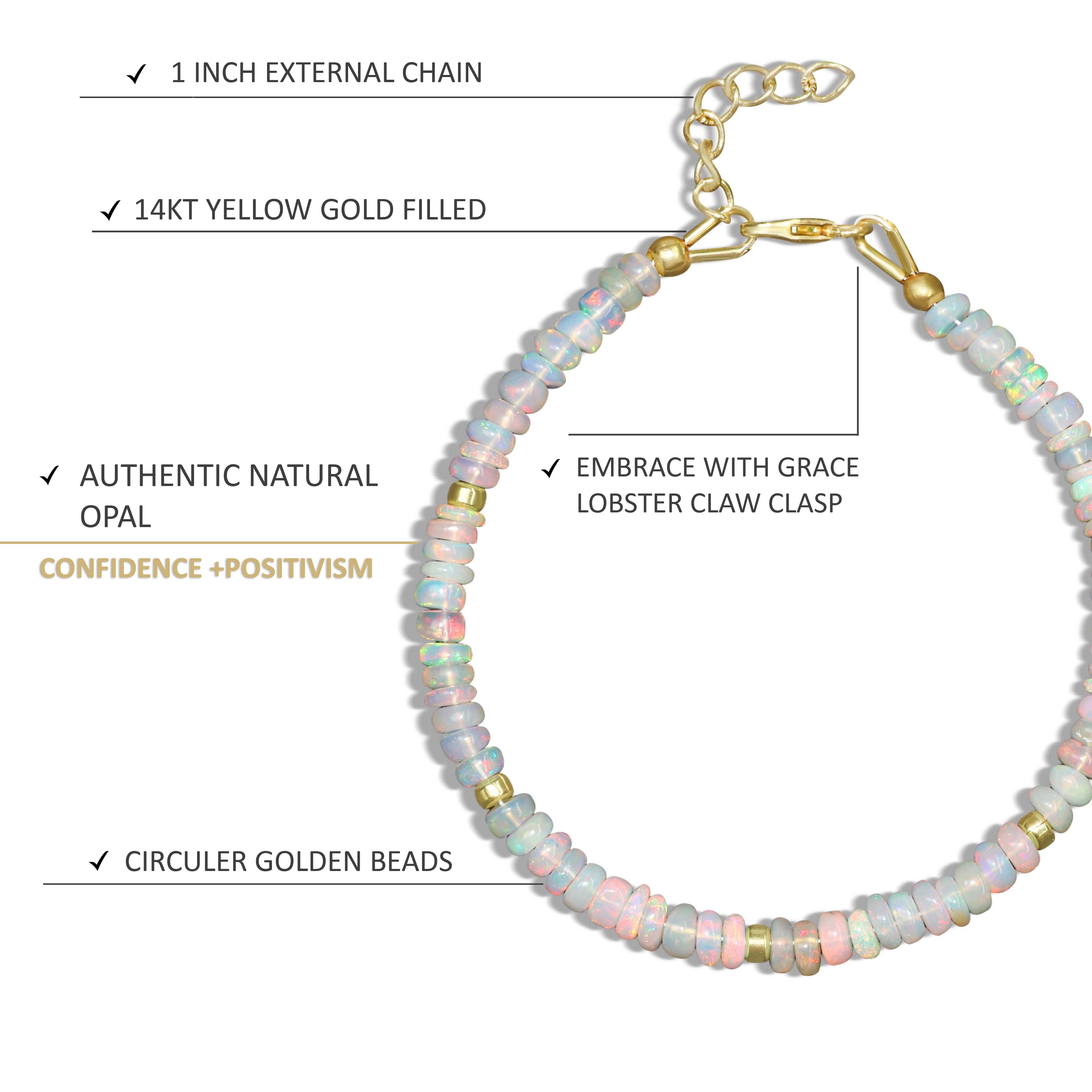 Natural Opal Beaded Bracelet - Elegant Handmade Jewelry for Women, Birthday Gift, Anniversary Present | Perfect for Everyday Wear, Special Occasions & Gifting