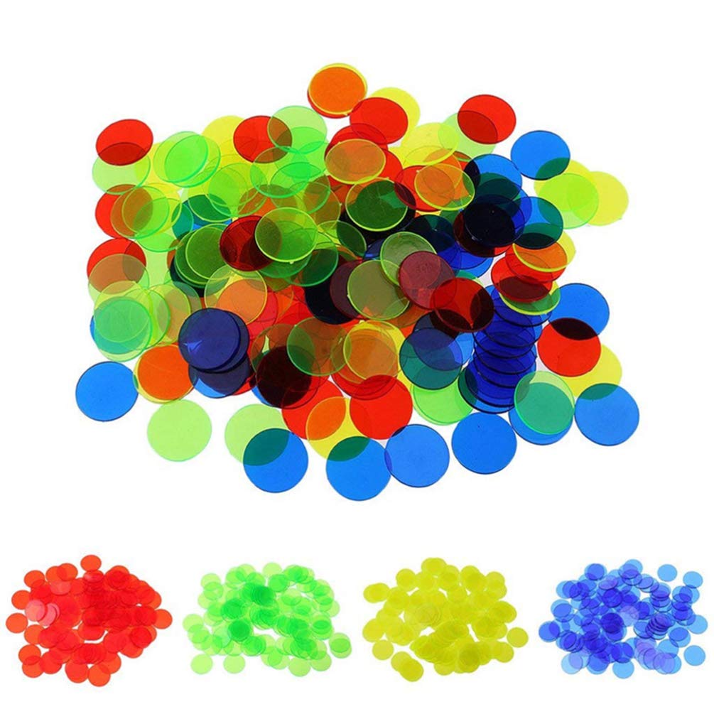300pcs Transparent Color Round Bingo Chips - Counting Tokens for Board Games, Group Activities & Casino Nights - Perfect for Bingo, Poker, Math Counting & Classroom Rewards