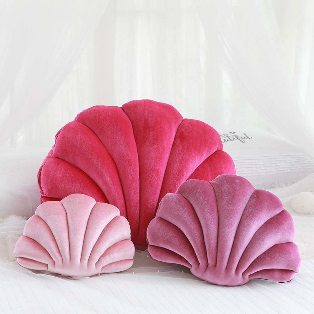 Seashell Shaped Throw Pillow - Velvet Plush Decorative Cushion for Sofa, Bed, Living Room | Sea Princess Theme Home Decor Gift