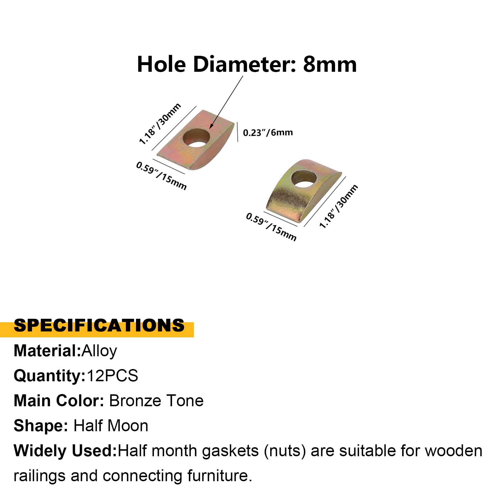 Furniture Fastening Connectors Kit - Table Top Fasteners, Countertop Flip Joint Connectors, Bed & Drawer Miter Draw Bolts with Half Moon Nuts | DIY Furniture Assembly & Repair for Home & Office