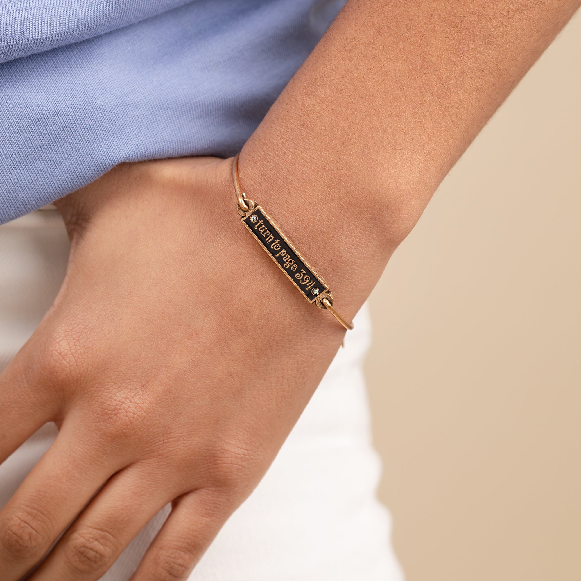 Harry Potter 'Turn to Page 394' Inline Charm Bangle - Official Wizarding World Jewelry for Fans & Collectors | Perfect for Cosplay, Gifts, and Potterhead Fashion