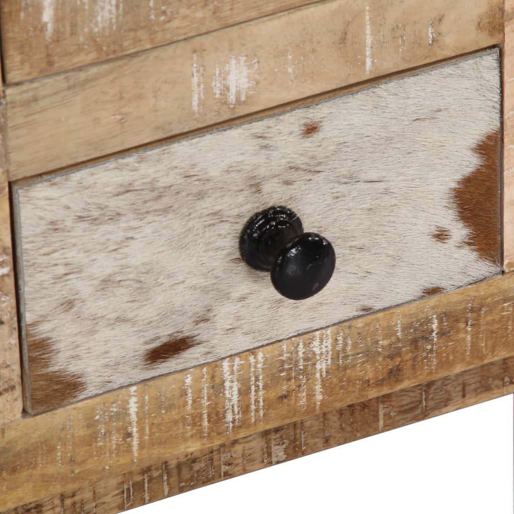 Handmade Solid Mango Wood Coffee Table with 4 Drawers - Farmhouse Style Living Room Furniture - Rustic Brown Sofa Table for Home Decor & Entertaining