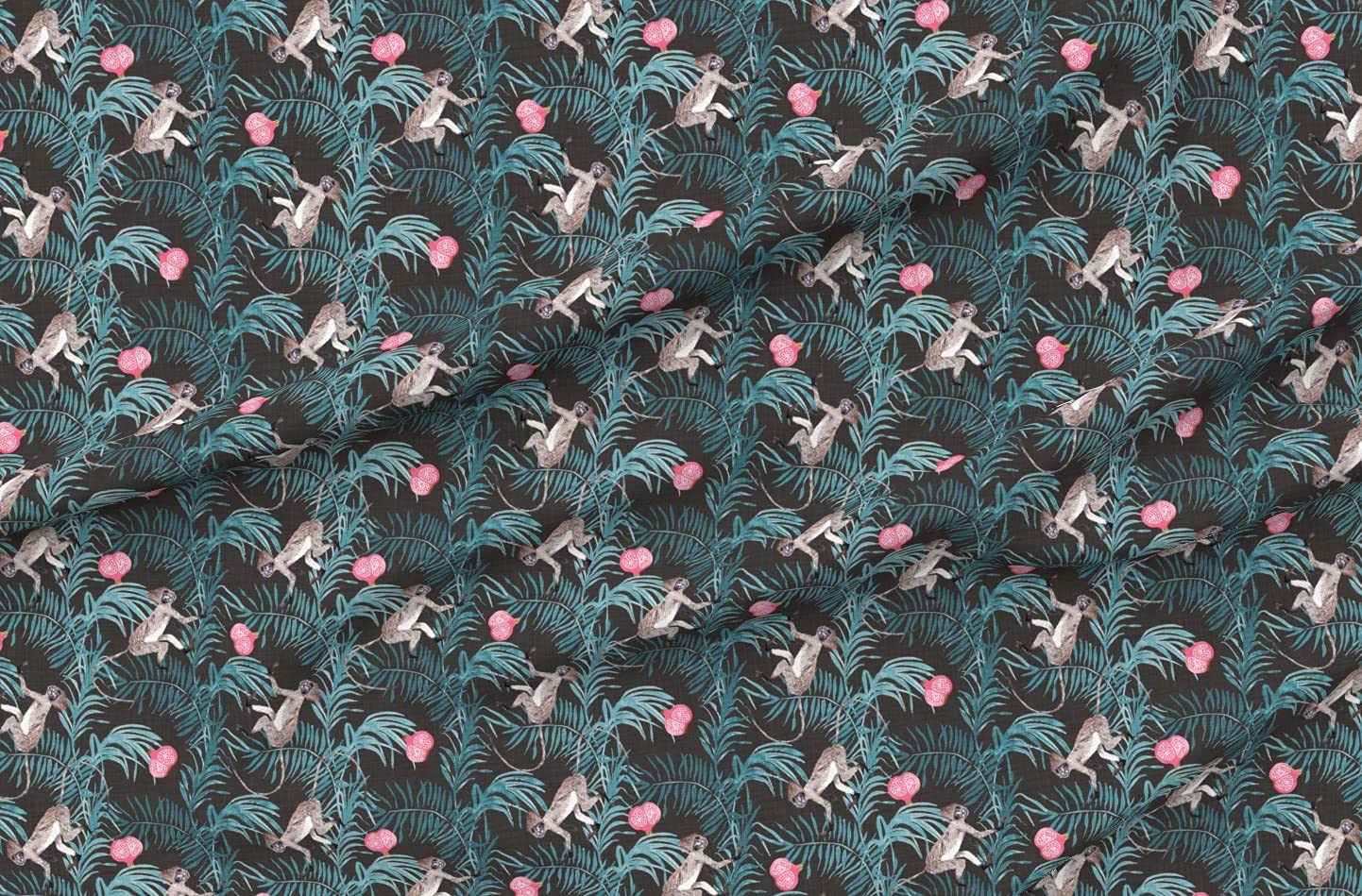 Monkeys Jungle Palm Tree Watercolor Bohemian Printed Petal Signature Cotton Fabric by The Yard - Perfect for Sewing, Quilting, Apparel, Crafts & Home Decor | Spoonflower Premium Fabric