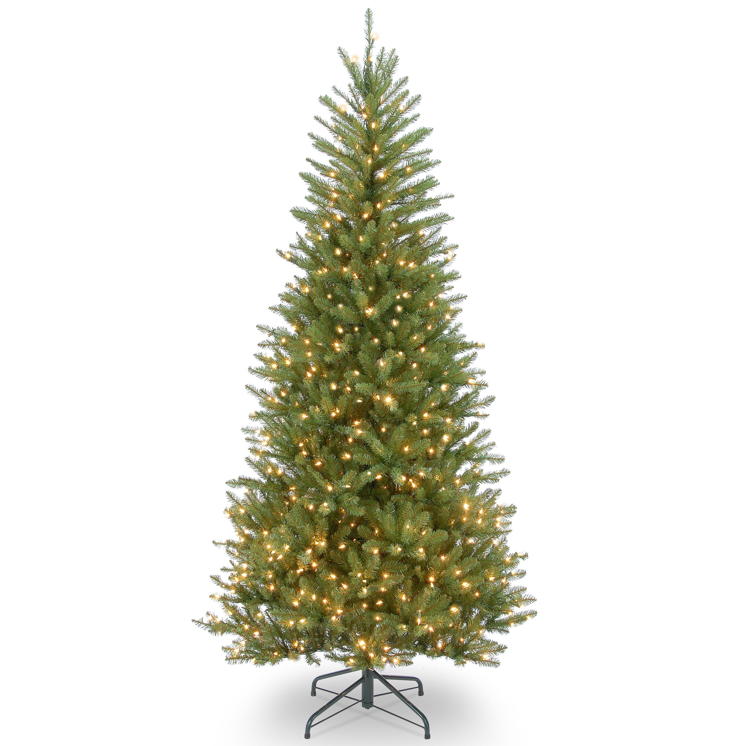 7.5 ft Pre-Lit Dunhill Fir Slim Artificial Christmas Tree with 500 Clear LED Lights - Perfect for Small Spaces, Apartments & Office Decor