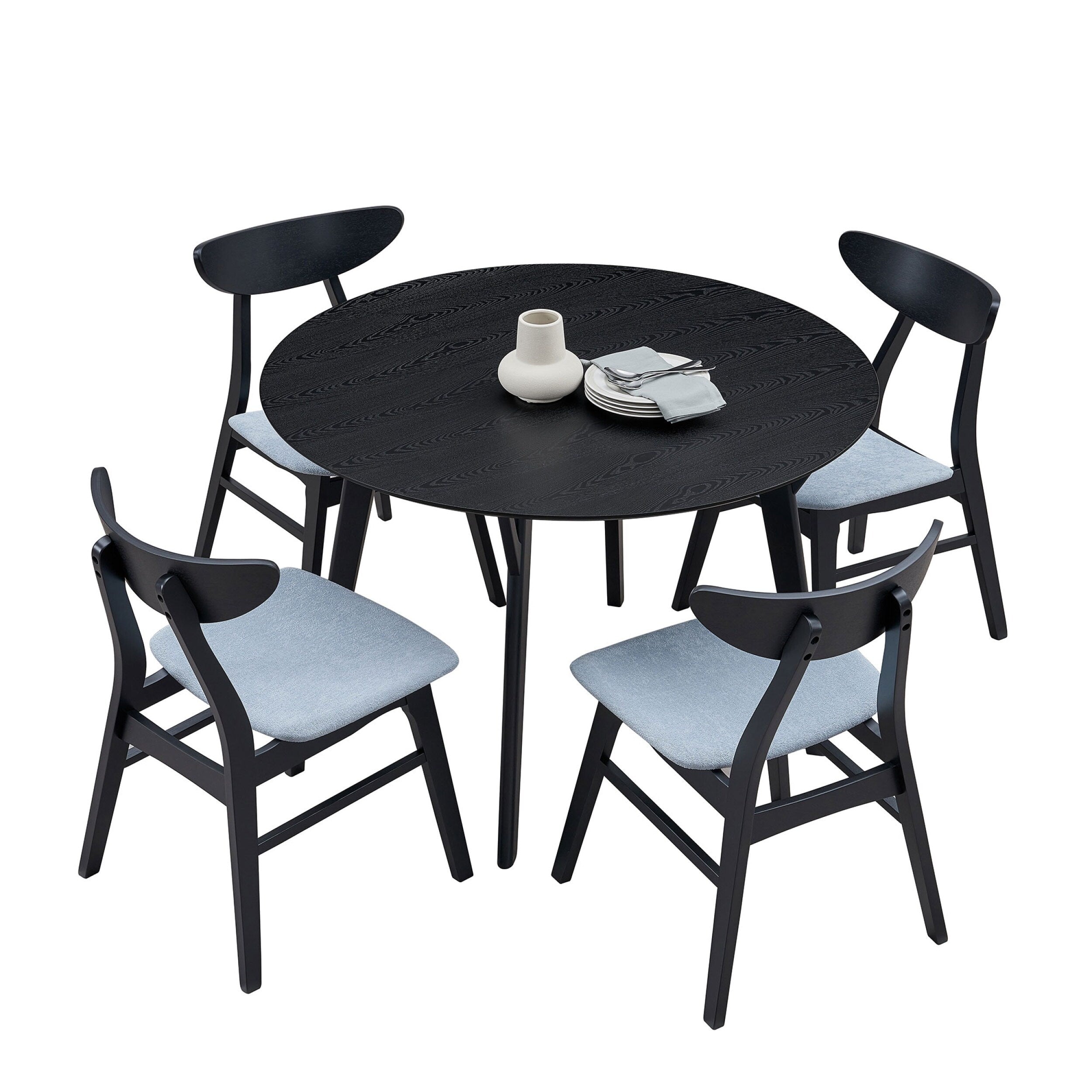 42-Inch Round Dining Table for 4 - Solid Wood & MDF Modern Kitchen Table with Space-Saving Design | Perfect for Small Apartments, Breakfast Nooks & Cozy Dining Spaces