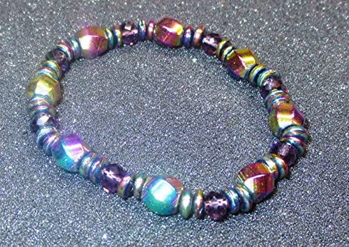Natural Hematite Magnetic Therapy Bracelet for Women & Men - Colorful Stone Healing Jewelry with Health Benefits | Perfect for Stress Relief & Wellness