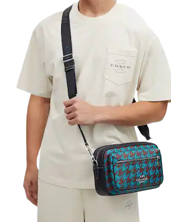 Coach Elias Crossbody Bag with Houndstooth Print - Stylish Shoulder Purse for Women, Perfect for Work, Travel & Everyday Use