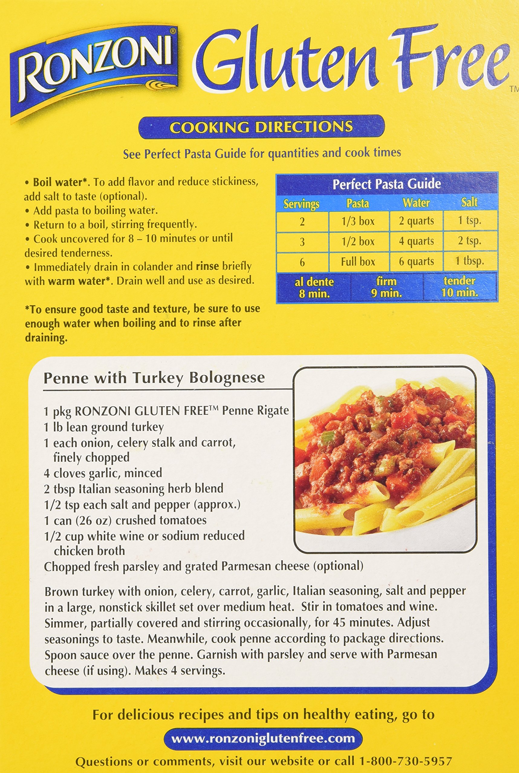 Ronzoni Gluten Free Penne Rigate Pasta - Case of 8 Boxes (16 oz Each) | Wheat Free Italian Pasta for Celiac Diet & Healthy Lifestyle | Perfect for Pasta Salads, Vegan Recipes & Family Dinners