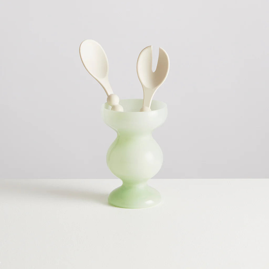 MAISON BALZAC Cloud Serving Spoons - Set of 2 Ivory Dessert Spoons for Cake, Ice Cream & Tea Parties - Elegant Tableware for Dining & Entertaining