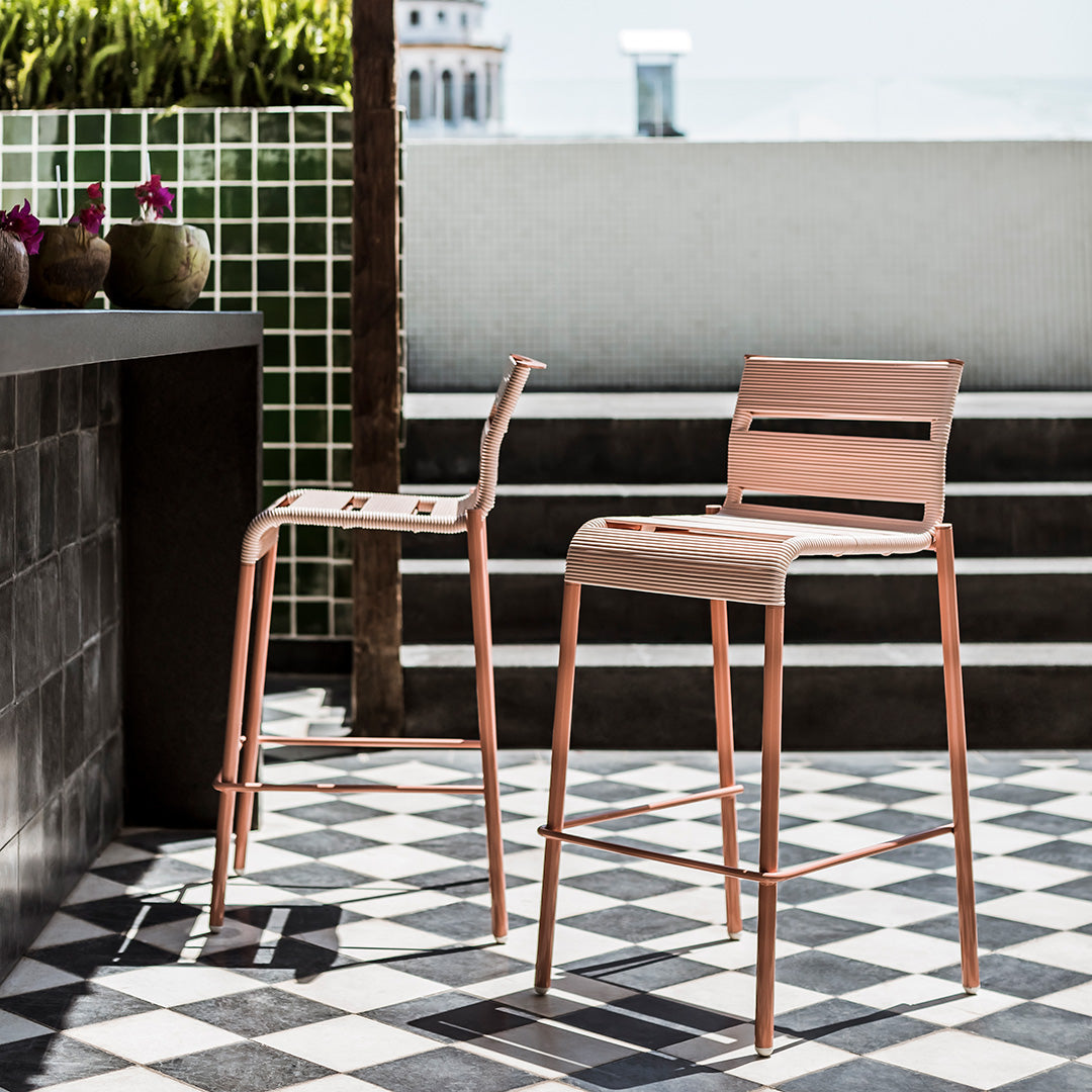 Barcelonette Outdoor Counter Stool - Weather-Resistant Bar Stool for Patio, Deck, Poolside & Outdoor Dining - Adjustable Height & Comfortable Back Support