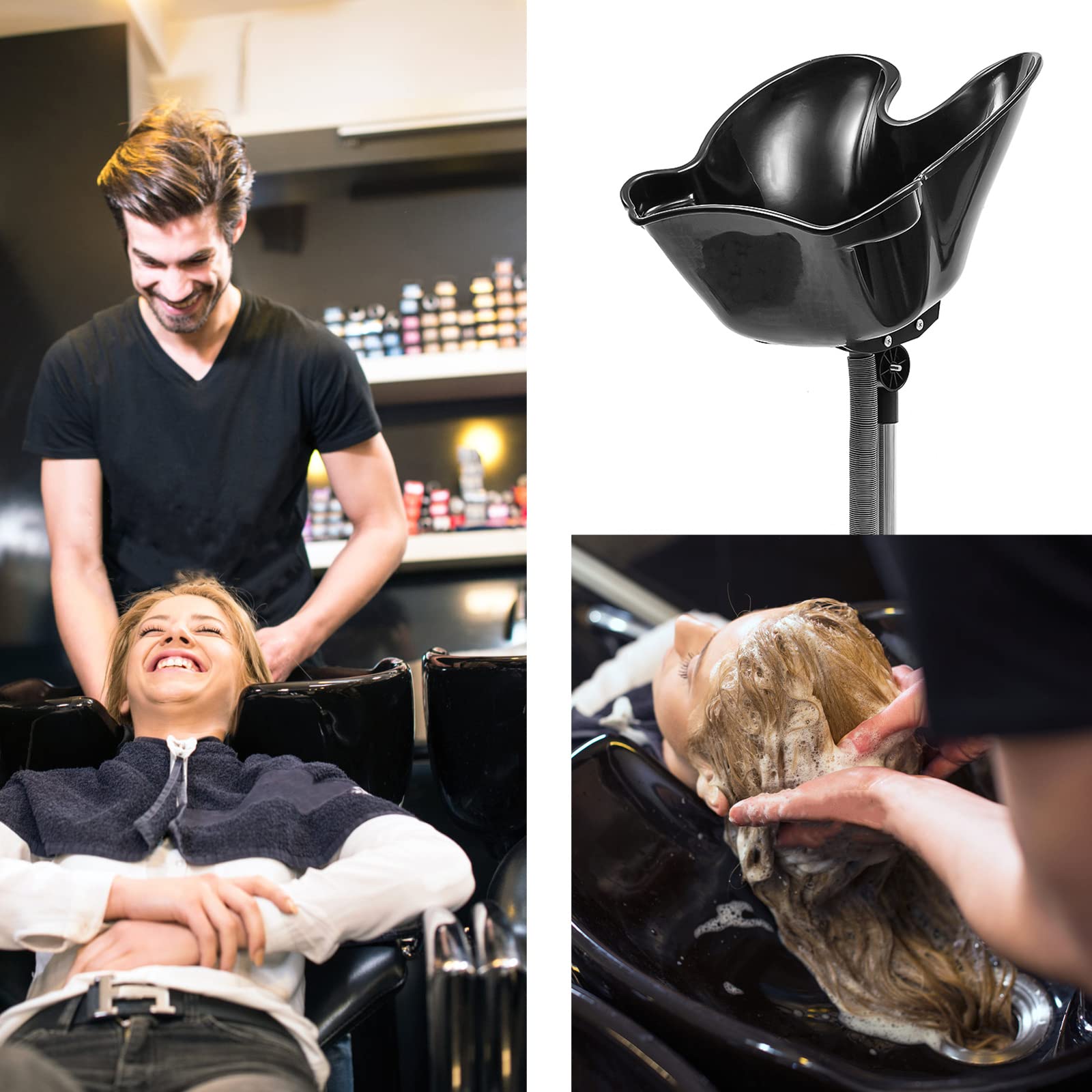 Portable Mobile Hair Salon Spa Shampoo Sink - Adjustable Height Backwash Basin for Hair Washing & Cutting at Home or Bed - Detachable Stand for Easy Storage - Perfect for Home Hair Care, Bedridden Patients & Mobile Stylists