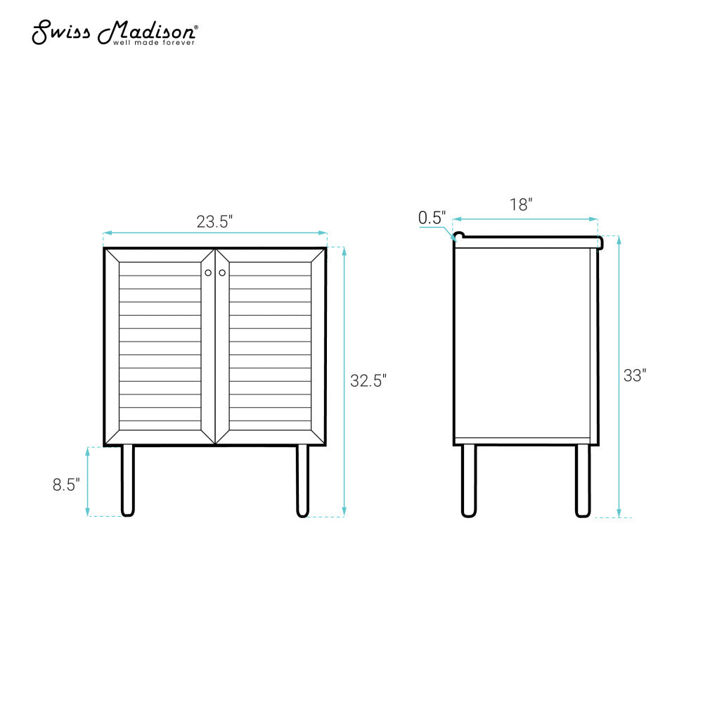 Black Oak Freestanding Bathroom Vanity Cabinet Without Top - 24 Inch Modern Bathroom Storage for Small Spaces, Powder Rooms & Guest Baths