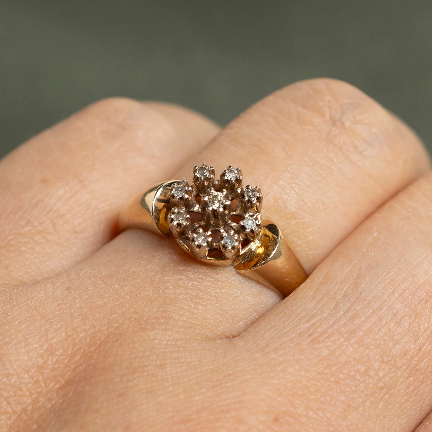 0.11ctw Diamond Cluster Cocktail Ring for Women - Size 7.5 | Elegant Party Jewelry for Evening Events, Weddings & Special Occasions