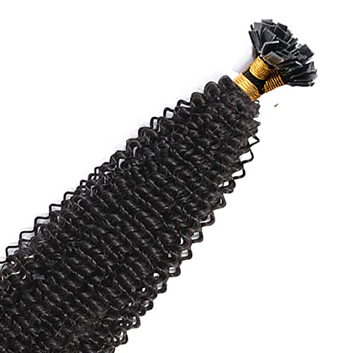 Kinky Curly 4B 4C Brazilian Virgin Human Hair Extensions - 100 Strands 24 Inch Natural Color Flat Tips Bulk Hair for Black Women | Perfect for Protective Styles, Braiding & Weaving